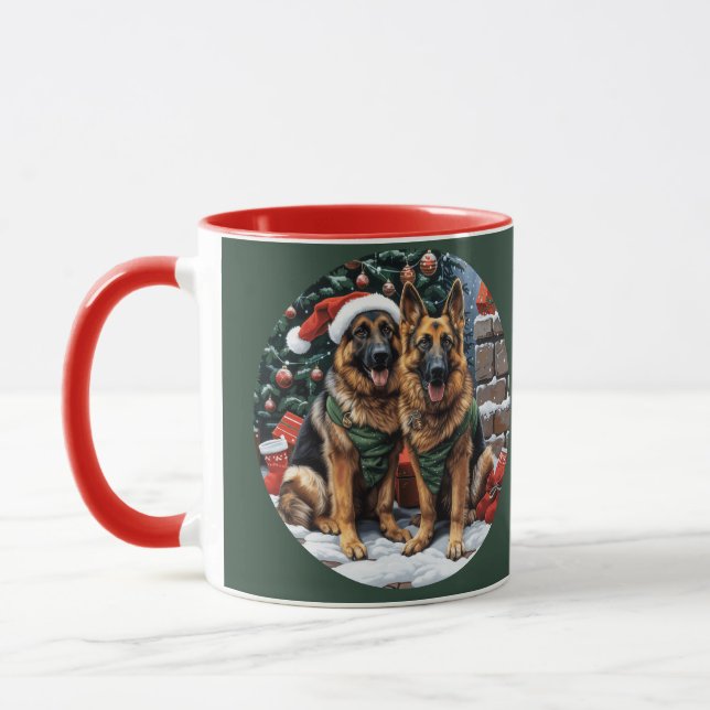 Mug Chiens bergers allemands de Noël (Gauche)