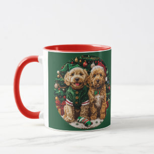 Mug Chiens de chiot de Noël Goldendoodle