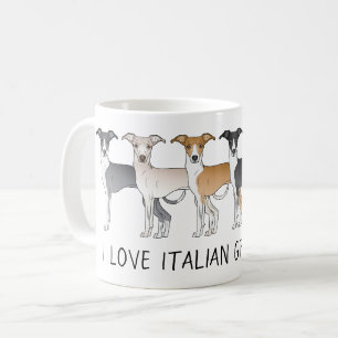 Mug Chiens de dessin animé Lévrier italien avec texte 