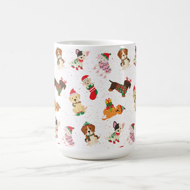 Mug Chiens de Noël en casquette et en chandail (Centre)