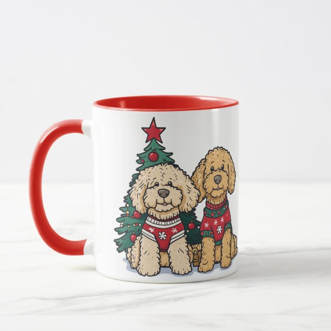 Mug Chiens de Noël Goldendoodle (Gauche)
