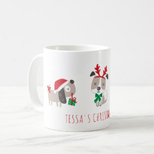 Mug Chiens de noël mignons en blanc