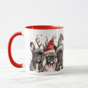 Mug Chiens de rennes de taureau français de Noël