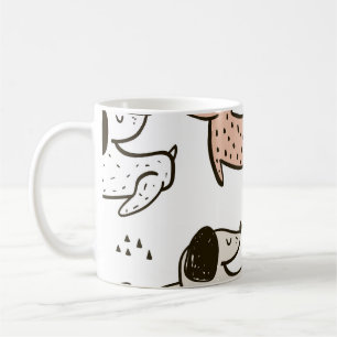Mug Chiens d'enfants, dessinés à la main, motif à la m