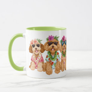 Mug Chiens Goldendoodle Hawaïens Lei de Fleurs