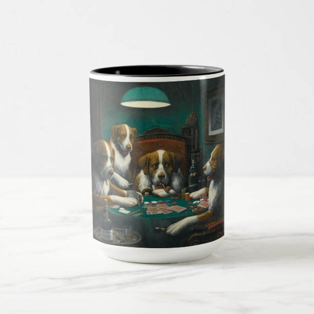 Mug Chiens jouant au poker (jeu de carte animale) (Centre)