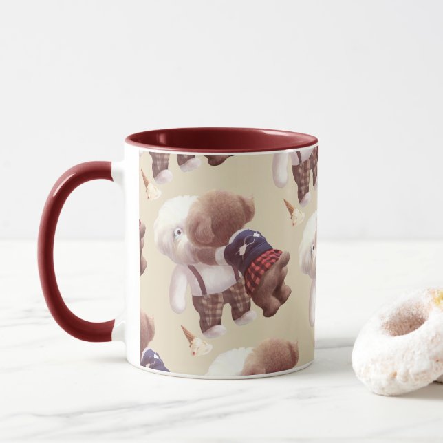 Mug Chiens mignons Accrochage (Avec donut)