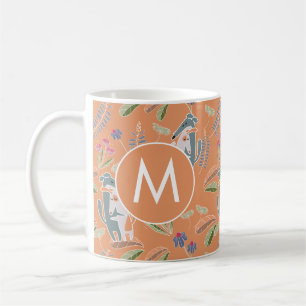 Mug Chiens Monogrammes Motif Floral Terracotta