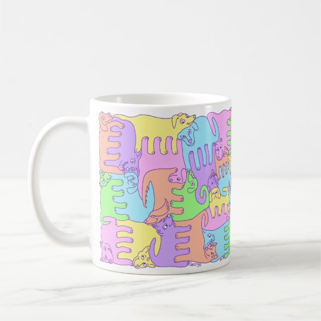 Mug Chiens pelucheux d'arc-en-ciel (Gauche)