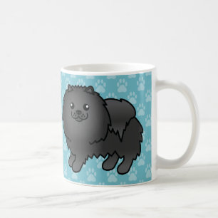 Mug Chiens Pomeranian à manteau noir sur fond bleu