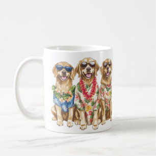 Mug Chiens Retriever Dorés Hawaïens Lei de Fleurs