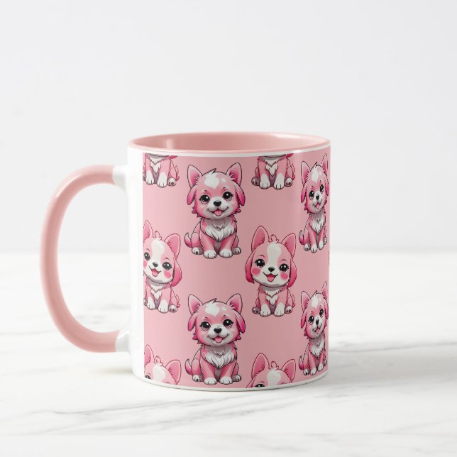Mug Chiens roses mignons (Gauche)