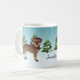 Mug Chiens Rottweiler Rouges Et Fauves Dans Une Forêt