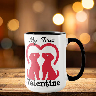 Mug Chiens ROUGES mignons VALENTINE Personnaliser