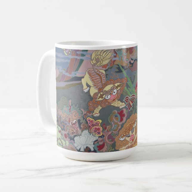 Mug Chiens stylisés jouant dans le jardin (Devant gauche)