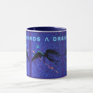 Mug Chiffre à ailes foncées volant à travers l'espace