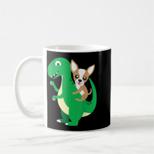 Mug Chihuahua à cheval sur un dinosaure T-Rex Dino Chi