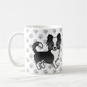 Mug Chihuahua à poil long noir et blanc et pattes