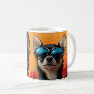 Mug Chihuahua aux roses du coeur pour la Saint-Valenti