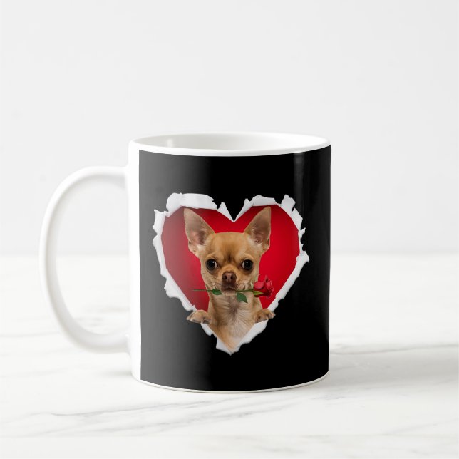 Mug Chihuahua Chien Rose Journée du Coeur (Gauche)