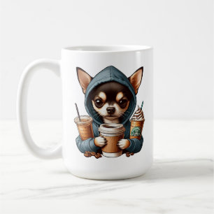 Mug Chihuahua dans un Sweatshirt à capuchon tenant du 