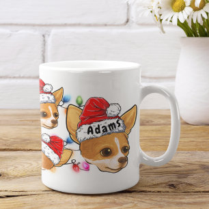 Mug Chihuahua Head Santa Hat Chien de Noël