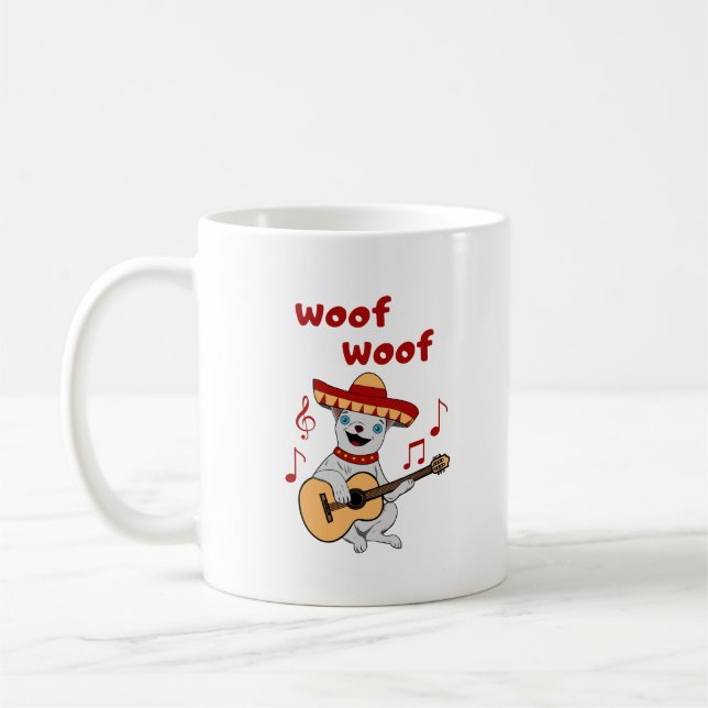 Mug Chihuahua jouant de la guitare. Chien drôle (Gauche)