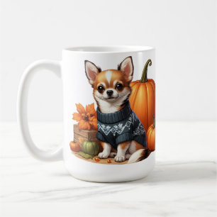 Mug Chihuahua mignon en pull avec des citrouilles