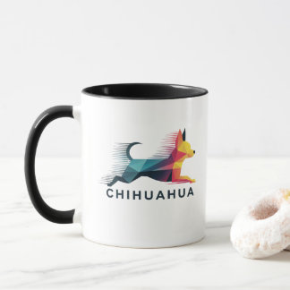 Mug Chihuahua poligonal en amarillo y azul