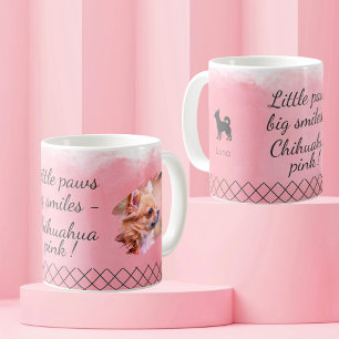 Mug Chihuahua Rose Pâle - Photo & Nom Personnalisés