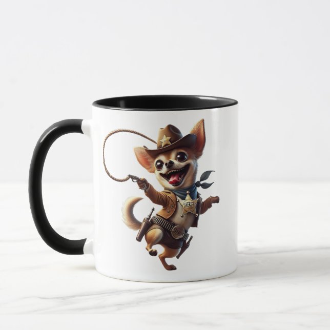 Mug Chihuahua shérif délirant avec son lasso. (Gauche)