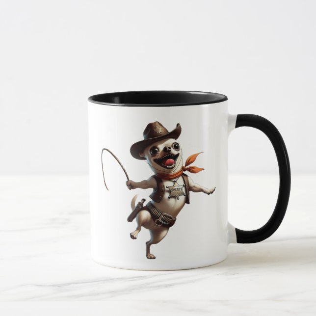 Mug Chihuahua shérif du Far West avec son lasso. (Droite)