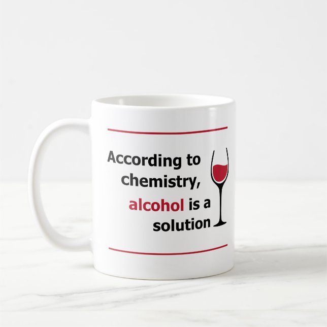 Mug chimie, humour en verre de vin de solution (Gauche)
