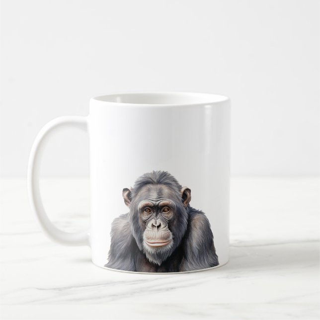 Mug Chimpanzé aquarelle peinture de singe (Gauche)