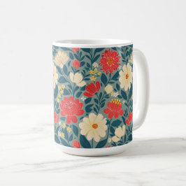 Mug Chinoiserie florale rouge, verte et crème