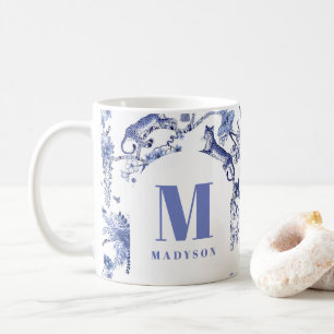 Mug Chinoiserie personnalisée Toile Jungle Bleu Blanc