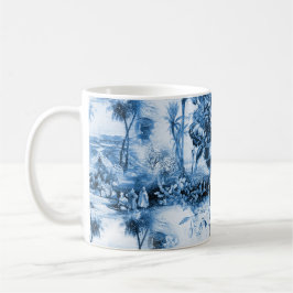 Mug Chinoiserie toile, saule bleu, porcelaine bleue