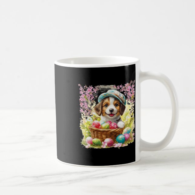 Mug Chiot Avec Une Byskette Pleine D'Oeufs De Pâques ; (Droite)