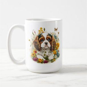 Mug Chiot et fleurs Cavalier Roi Charles Espagnol #4