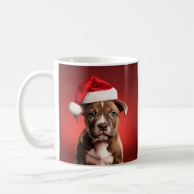 Mug Chiot taureau à Santa Hat (Gauche)