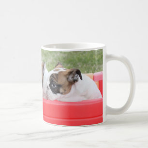 Mug Chiots anglais de bouledogue dans un chariot