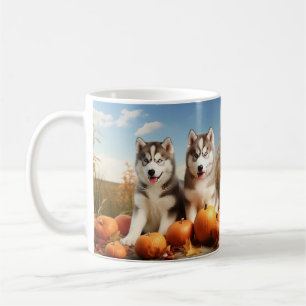 Mug Chiots Malamute d'Alaska Délice d'Automne Citrouil