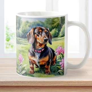 Mug Chiots teckel saucisson chien mignon Doxie aquarel