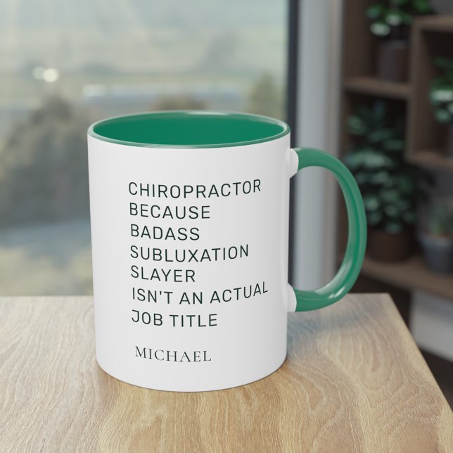 Mug Chiropraticien Parce Que Subluxe Couche Personnali (Chiropractor Green White Coworker Custom Coffee Mug)