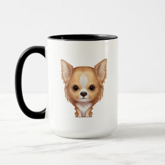 Mug Chiwawa beige et blanc aux cheveux longs