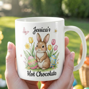 Mug Chocolat Chaud au Nom Personnalisé Lapin de Pâques