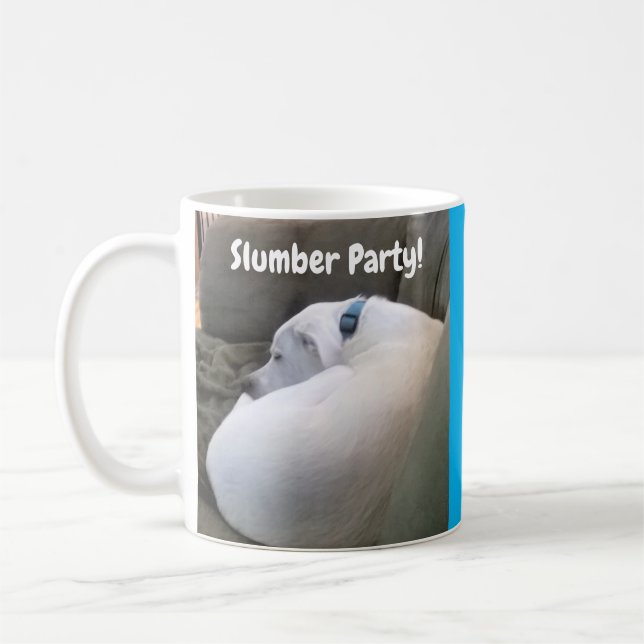 Mug Chocolat chaud blanc Chien Chien Fraisé Party Blue (Gauche)
