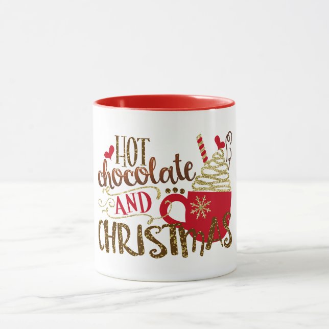 Mug Chocolat chaud et Noël Parties scintillant de vaca (Centre)