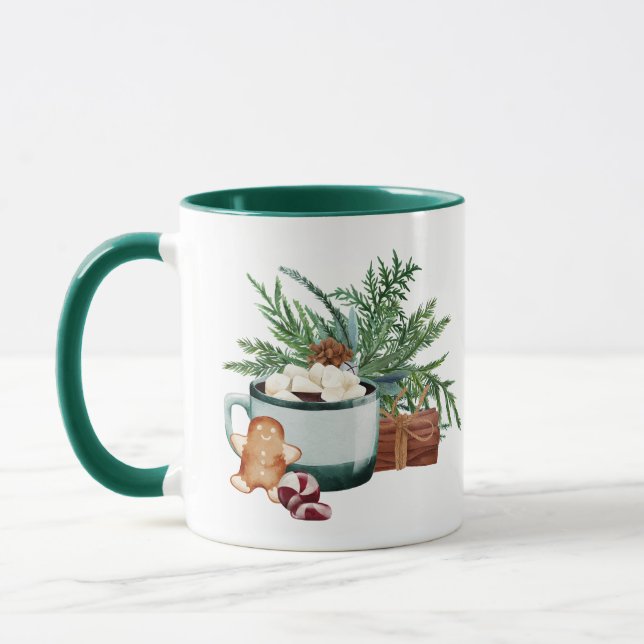 Mug Chocolat Chaud Et Pain D'Argent Canne De Noël (Gauche)
