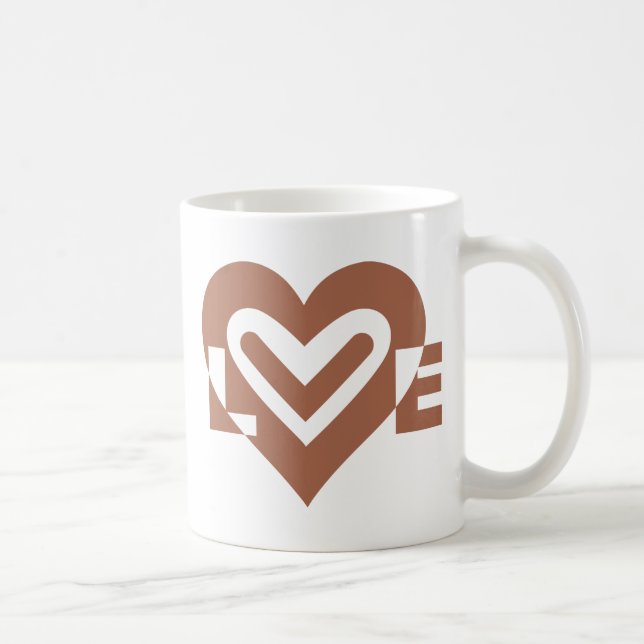 Mug Chocolat graphique mignon Love Brown (Droite)